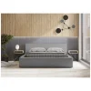 Lit coffre VELORA Gris sable bouclé 140x200 cm Tissu velours doux Sommier relevable Rangement intégré>Meublorama Hot