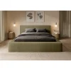 Lit coffre VELORA Olive bouclé 160x200 cm Tissu velours doux Sommier relevable Rangement intégré>Meublorama Hot