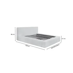 Lit coffre VELORA Perle 160x200 cm Tissu velours doux Sommier relevable Rangement intégré><noscript><img width=