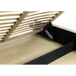 Lit coffre VELORA Perle 180x200 cm Tissu velours doux Sommier relevable Rangement intégré><noscript><img width=