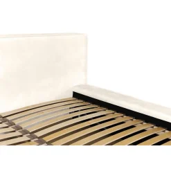 Lit coffre VELORA Perle 180x200 cm Tissu velours doux Sommier relevable Rangement intégré><noscript><img width=