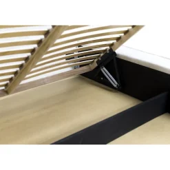 Meublorama Lit coffre VELORA Sable 140x200 cm Tissu velours doux Sommier relevable Rangement intégré* Lit Double