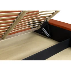 Meublorama Lit coffre VELORA Terracotta 160x200 cm Tissu velours doux Sommier relevable Rangement intégré* Lit Double