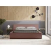 Lit coffre VELORA Terre-cuite bouclé 160x200 cm Tissu velours doux Sommier relevable Rangement intégré>Meublorama Clearance