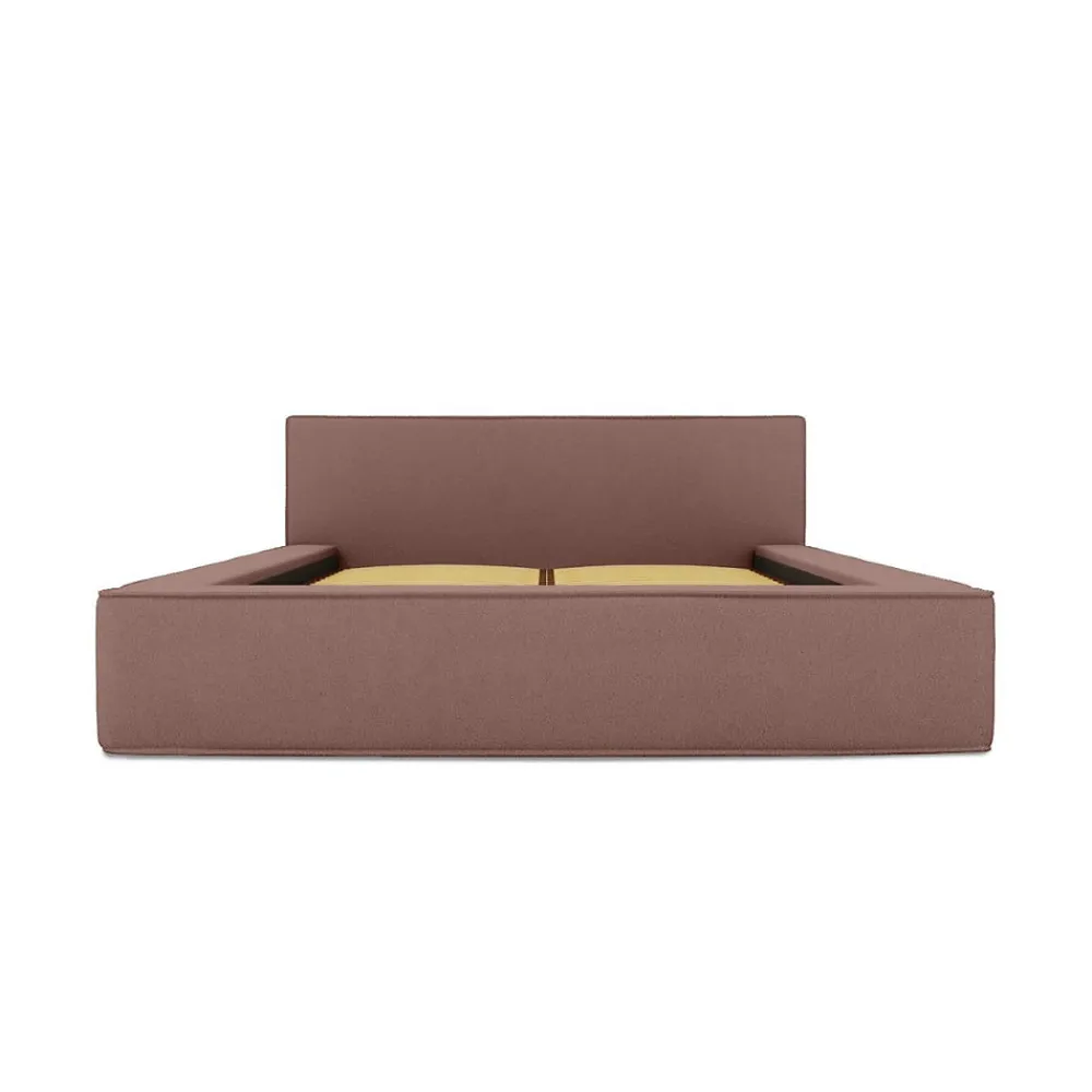 Lit coffre VELORA Terre-cuite bouclé 160x200 cm Tissu velours doux Sommier relevable Rangement intégré>Meublorama Clearance
