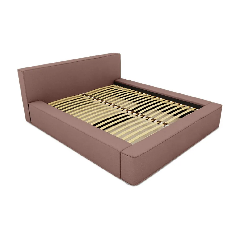 Lit coffre VELORA Terre-cuite bouclé 160x200 cm Tissu velours doux Sommier relevable Rangement intégré>Meublorama Clearance