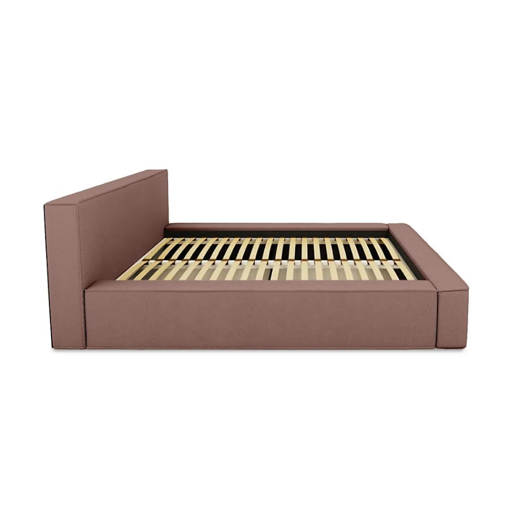 Lit coffre VELORA Terre-cuite bouclé 160x200 cm Tissu velours doux Sommier relevable Rangement intégré>Meublorama Clearance