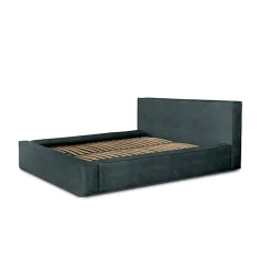Lit coffre VELORA Vert émeraude 180x200 cm Tissu velours doux Sommier relevable Rangement intégré>Meublorama Outlet