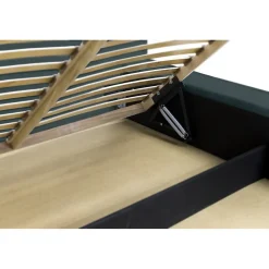 Lit coffre VELORA Vert émeraude 180x200 cm Tissu velours doux Sommier relevable Rangement intégré><noscript><img width=
