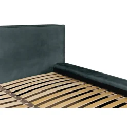 Lit coffre VELORA Vert émeraude 180x200 cm Tissu velours doux Sommier relevable Rangement intégré><noscript><img width=