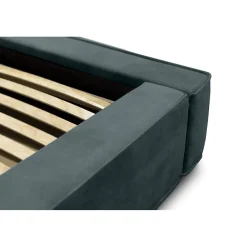 Lit coffre VELORA Vert émeraude 180x200 cm Tissu velours doux Sommier relevable Rangement intégré><noscript><img width=