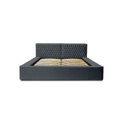 Lit coffre VERNON Tissu chenille bouclé Charbon bleu 180x200 cm Sommier relevable Design haut de gamme>Meublorama Sale
