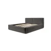 Meublorama Lit coffre VERNON Tissu chenille bouclé Anthracite profond 140x200 cm Sommier relevable Design haut de gamme* Lit Double