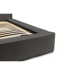 Meublorama Lit coffre VERNON Tissu chenille bouclé Anthracite profond 140x200 cm Sommier relevable Design haut de gamme* Lit Double