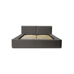 Meublorama Lit coffre VERNON Tissu chenille bouclé Anthracite profond 140x200 cm Sommier relevable Design haut de gamme* Lit Double