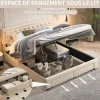 ProximaX Lit coffre 160x200 avec 2 tiroirs, Lit rembourré avec sommier à lattes, tissu en velours et décoration de boutons, beige* Lit Coffre