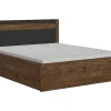 Pegane Lit coffre 140x200 avec cadre sommier et rangement,,coloris Chêne foncé/Noir mat - L. 205,5 x P. 149,5 x H. 41-96,5 cm* Lit Coffre