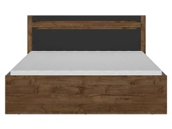 Pegane Lit coffre 140x200 avec cadre sommier et rangement,,coloris Chêne foncé/Noir mat - L. 205,5 x P. 149,5 x H. 41-96,5 cm* Lit Coffre