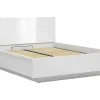 Lit coffre 160x200 avec sommier et rangement, coloris Blanc brillant/Blanc haute brillance - L. 206 x P. 169,5 x H. 98,5/43 cm>Pegane Best