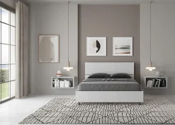 Ityhome Lit coffre 140x200 avec tête de lit inclinée en frêne blanc Demas* Lit Coffre