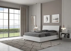 Ityhome Lit coffre 140x200 avec tête de lit inclinée en frêne blanc Demas* Lit Coffre
