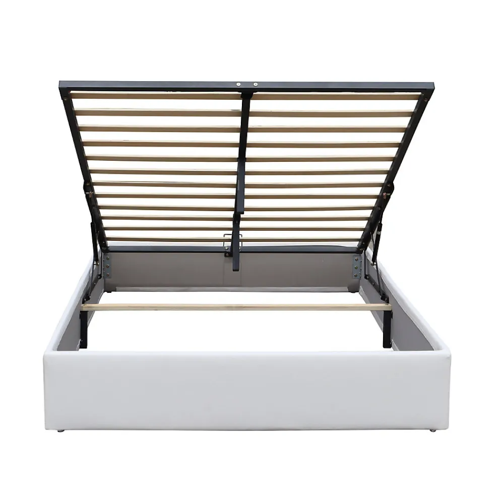 Lit coffre 180x200 cm - dehoussable blanc - montage rapide - revetement facile entretien - rangement optimise - design moderne>Nuits D'Or Best