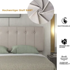Lit Coffre 140x200 cm - Lit avec Rangement Intégré et Mécanisme Hydraulique, en Velours Blanc, Sans Matelas><noscript><img width=