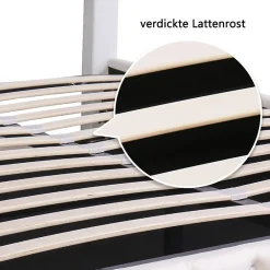 Lit Coffre 140x190 cm - Lit Capitonné avec Rangement et LED, Sommier à Lattes Inclus, Simili Cuir - sans Matelas - Blanc><noscript><img width=
