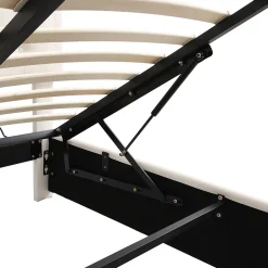 Generique Lit coffre 140x190 cm - Lit coffre hydraulique avec 2 tiroirs et sommier à lattes - Capitonné Velours - Sans Matelas - Beige* Lit Coffre