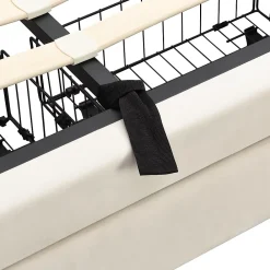 Generique Lit coffre 140x190 cm - Lit coffre hydraulique avec 2 tiroirs et sommier à lattes - Capitonné Velours - Sans Matelas - Beige* Lit Coffre