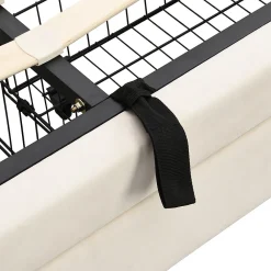 Lit coffre 180x200 cm - Lit coffre hydraulique avec 2 tiroirs et sommier à lattes - Velours - Sans Matelas - Beige><noscript><img width=