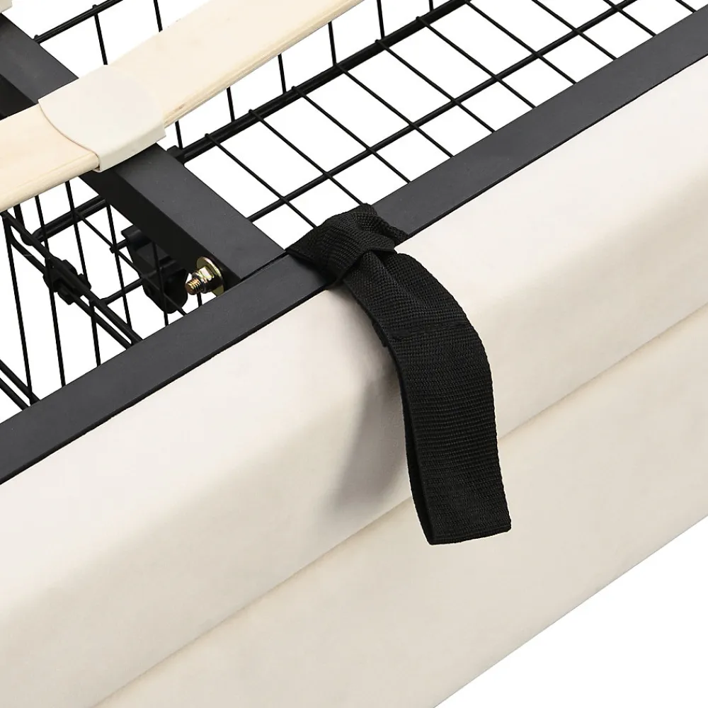 Lit coffre 180x200 cm - Lit coffre hydraulique avec 2 tiroirs et sommier à lattes - Velours - Sans Matelas - Beige>Generique Clearance
