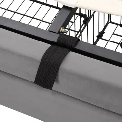 Okwish Lit coffre 180x200 cm - Lit coffre hydraulique avec 2 tiroirs et sommier à lattes - Velours - Sans Matelas - Gris* Lit Coffre