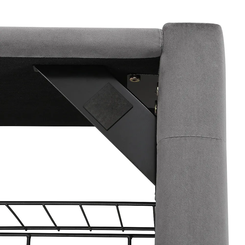 Lit coffre 140x200 cm - Lit coffre hydraulique avec 2 tiroirs et sommier à lattes en bois - Velours - Sans Matelas - Gris>Generique Online