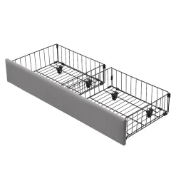 Lit coffre 140x200 cm - Lit coffre hydraulique avec 2 tiroirs et sommier à lattes en bois - Velours - Sans Matelas - Gris><noscript><img width=