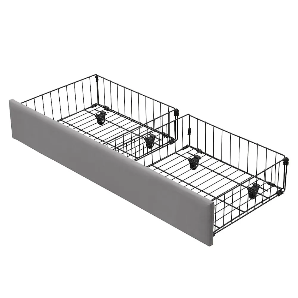Lit coffre 140x200 cm - Lit coffre hydraulique avec 2 tiroirs et sommier à lattes en bois - Velours - Sans Matelas - Gris>Generique Online