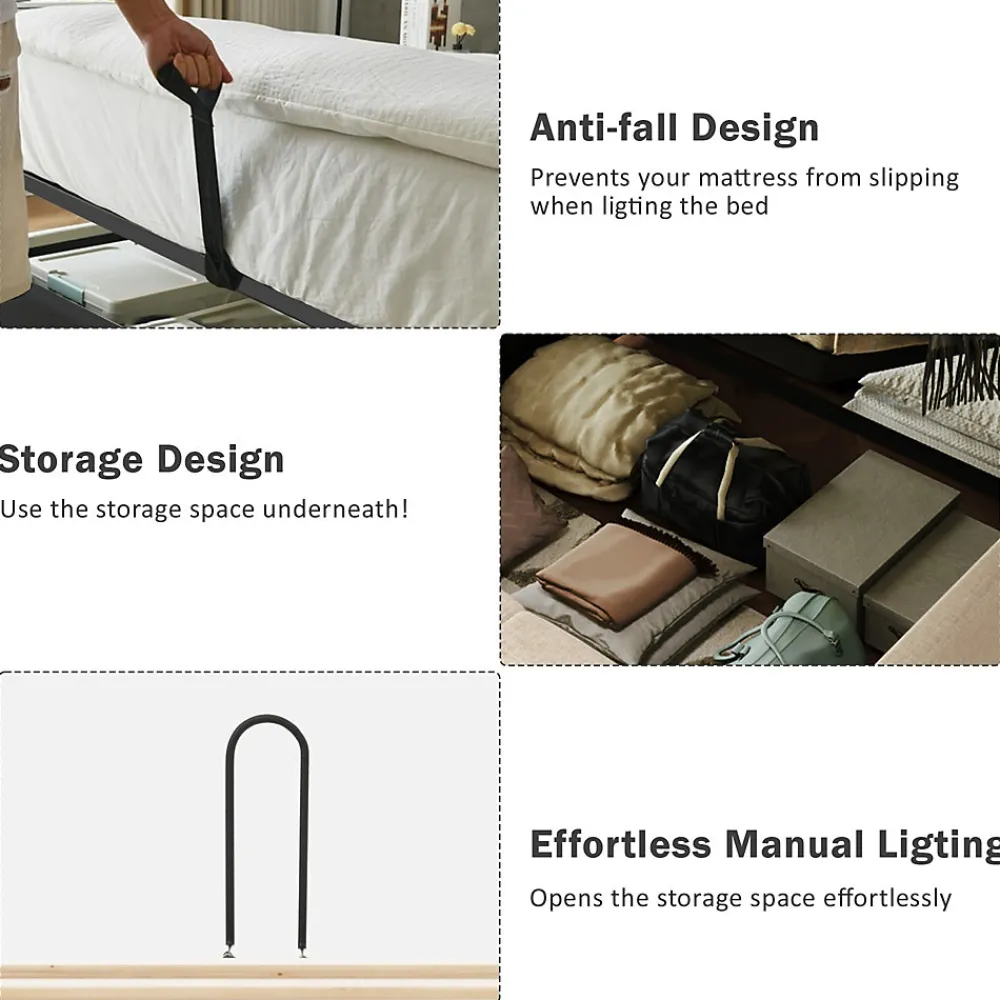 Lit Coffre 180x200 cm - Lit Double Capitonné avec Lampe de Lecture et Charge USB Type-C - Lin Beige - Sans Matelas>Generique Outlet