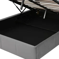 Okwish Lit coffre 140x200 cm - Lit double capitonné avec tête de lit oreille - Velours - Sans Matelas - Gris* Lit Coffre