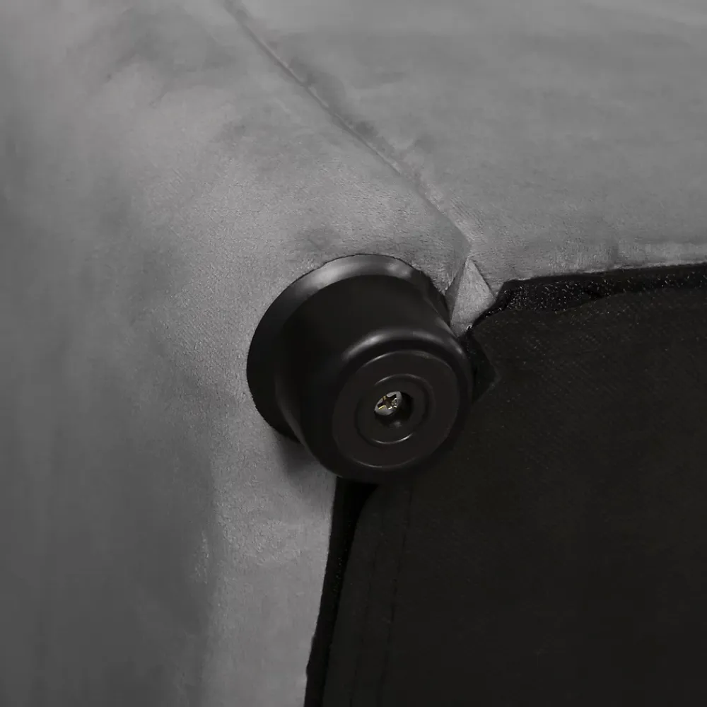 Okwish Lit coffre 140x200 cm - Lit double capitonné avec tête de lit oreille - Velours - Sans Matelas - Gris* Lit Coffre