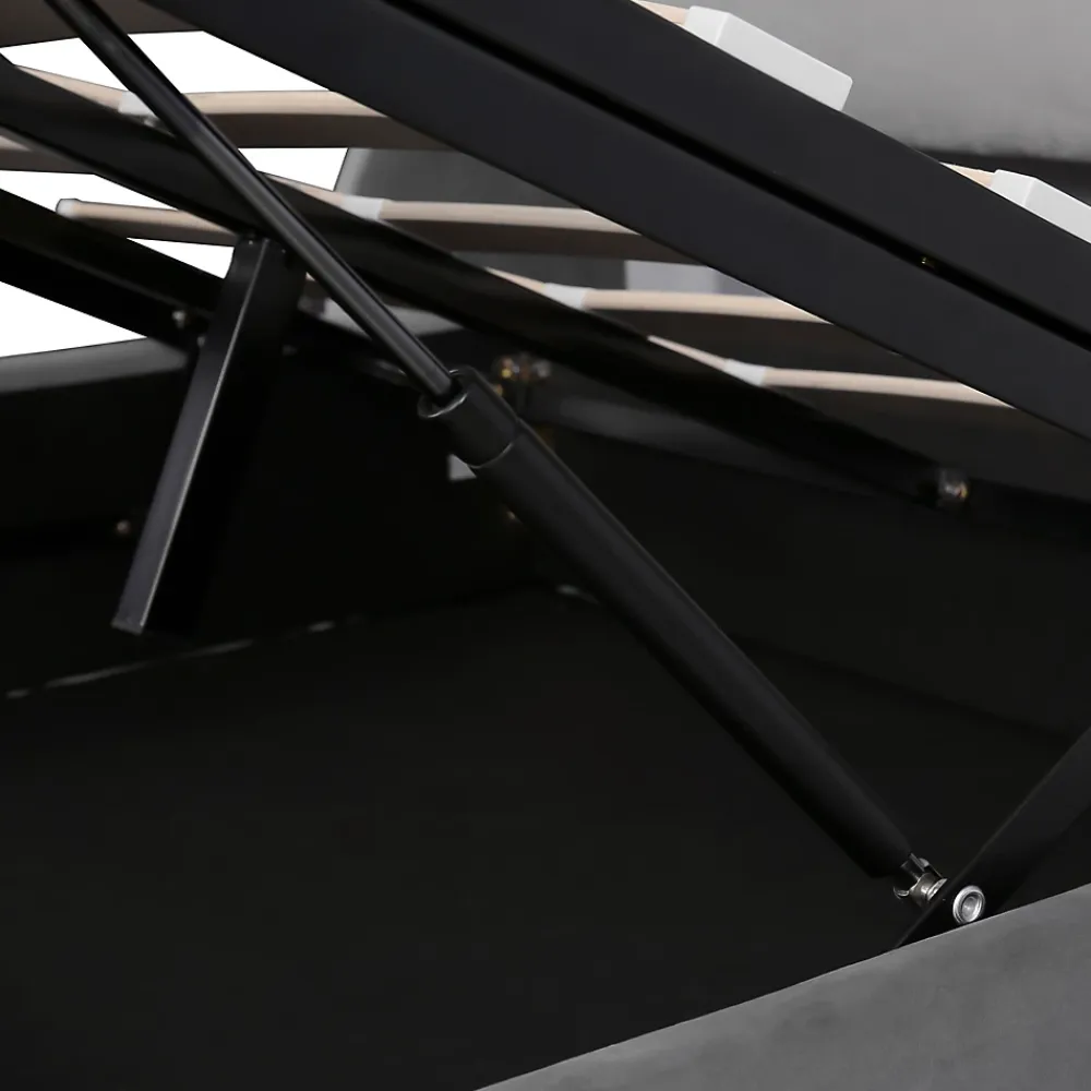 Okwish Lit coffre 140x200 cm - Lit double capitonné avec tête de lit oreille - Velours - Sans Matelas - Gris* Lit Coffre