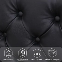 Okwish Lit coffre 140x200 cm - Lit double avec coffre de rangement et éclairage LED - Lit capitonné en cuir PU - Sans matelas - Noir* Lit Coffre