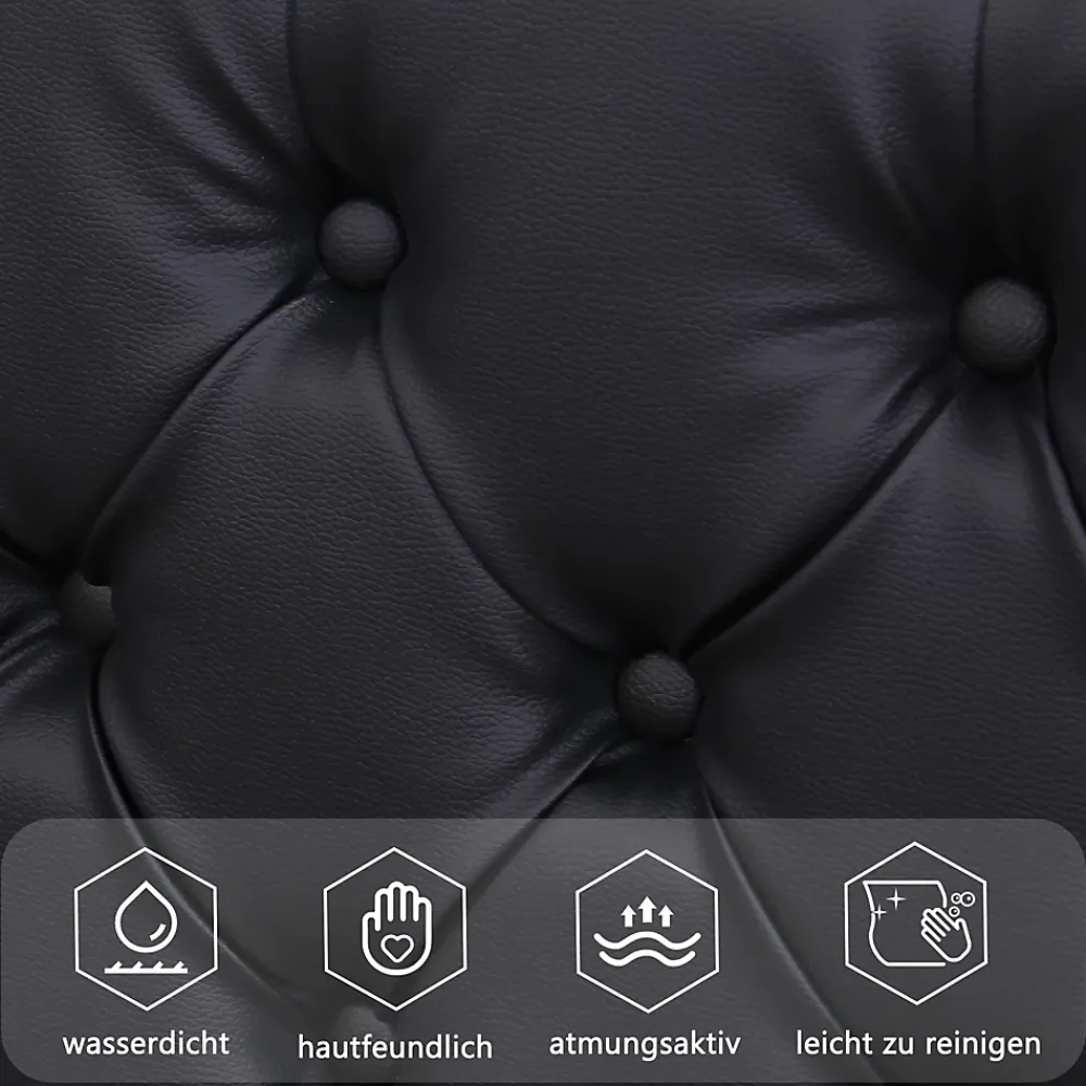 Okwish Lit coffre 140x200 cm - Lit double avec coffre de rangement et éclairage LED - Lit capitonné en cuir PU - Sans matelas - Noir* Lit Coffre