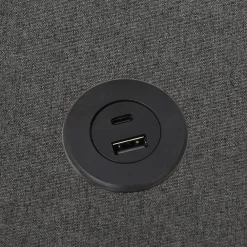 Okwish Lit Coffre 140x200 Cm - Lit Double avec Sommier à Lattes et USB Type C - Coton Bois Métal - Sans Matelas - Gris* Lit Coffre