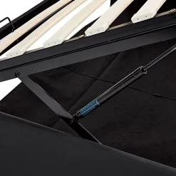 Generique Lit Coffre 140x200 cm - Lit Double Capitonné avec Port USB et Éclairage LED - Similicuir - Noir - Sans Matelas* Lit Coffre