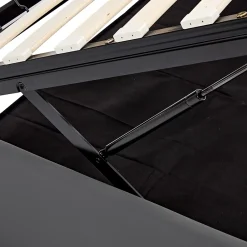Generique Lit Coffre 140x200 cm - Lit Double Capitonné avec Port USB et Éclairage LED - Similicuir - Gris - Sans Matelas* Lit Coffre
