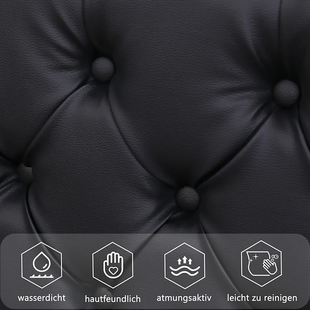 Lit coffre 180x200 cm - Lit double avec coffre de rangement et éclairage LED - Lit capitonné en cuir PU - Sans matelas - Noir>Okwish Best