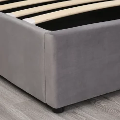 Generique Lit coffre 160x200 cm - Lit double avec sommier à lattes et coffre hydraulique - Velours - Sans Matelas - Gris* Lit Coffre