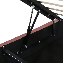 Lit coffre 140x200 cm - Lit double avec tête de lit fleur réglable - Velours + Métal + MDF - Sans matelas - Rose><noscript><img width=
