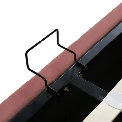 Lit coffre 140x200 cm - Lit double avec tête de lit fleur réglable - Velours + Métal + MDF - Sans matelas - Rose><noscript><img width=