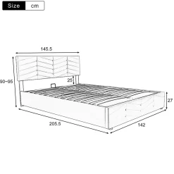 Okwish Lit coffre 140x200 cm - Lit Double Capitonné avec Tête de Lit Réglable - Velours - Sans Matelas - Beige* Lit Coffre